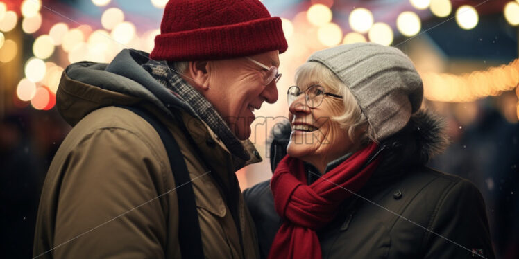 Old couple at christmas market - Starpik Stock