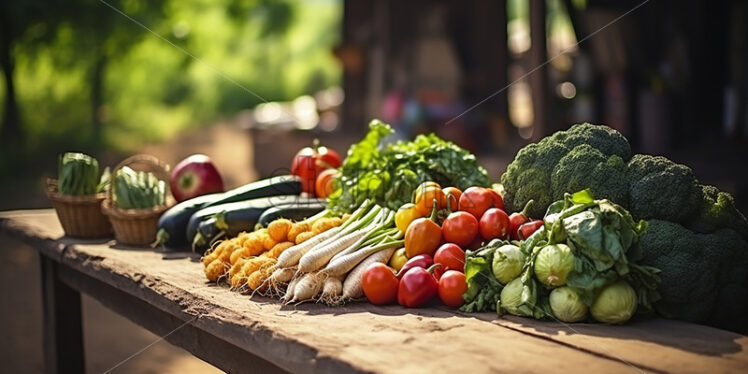 On a stall in the country, fruit and vegetables for sale - Starpik Stock