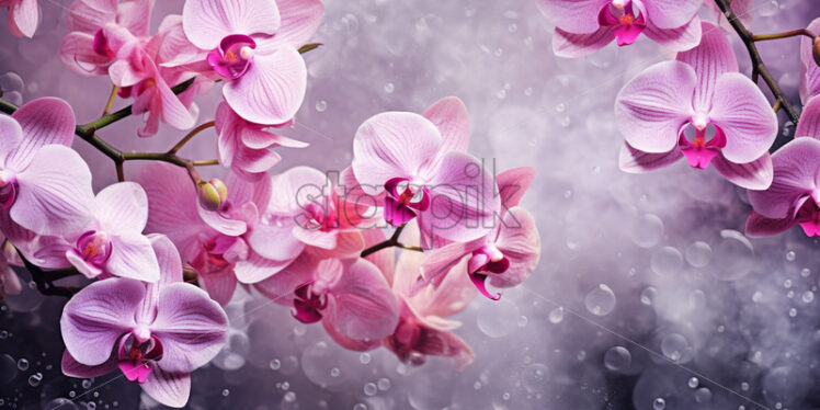 Orchid flowers card background spring watercolour - Starpik Stock