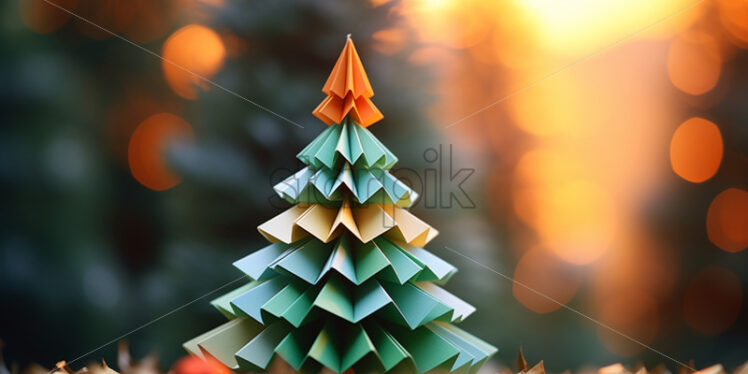 Origami Christmas tree card background - Starpik Stock