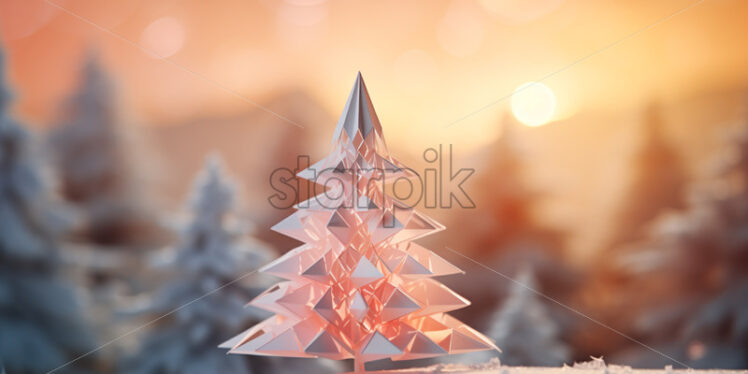 Origami Christmas tree card background - Starpik Stock