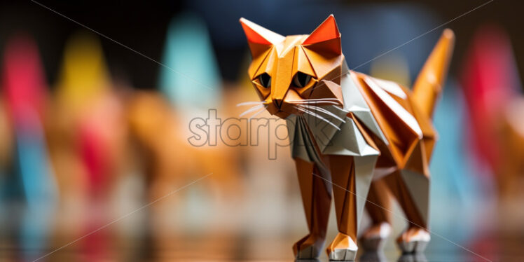 Origami Polygonal cat cute decor - Starpik Stock