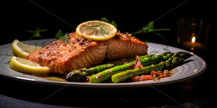 Oven-baked salmon with asparagus - Starpik Stock