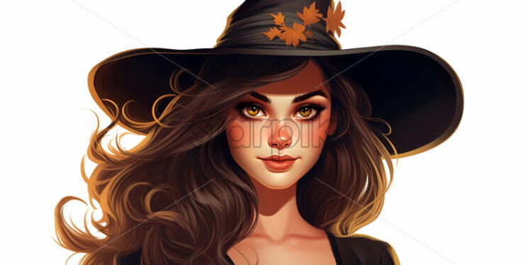 Painted portrait of a witch on a white background - Starpik Stock