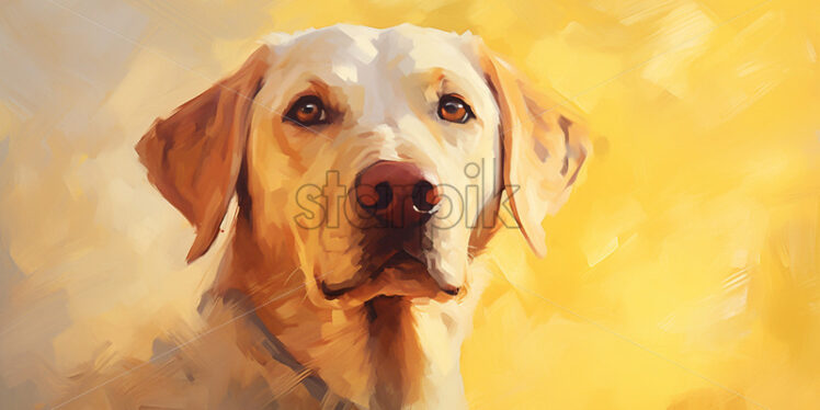 Painting of a labrador on a yellow background - Starpik Stock