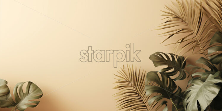 Palm leaves on a pale background - Starpik Stock