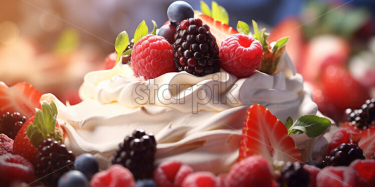 Pavlova dessert with fruits - Starpik Stock