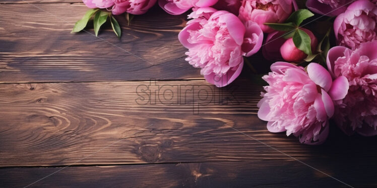 Peony flowers on a wooden surface - Starpik Stock