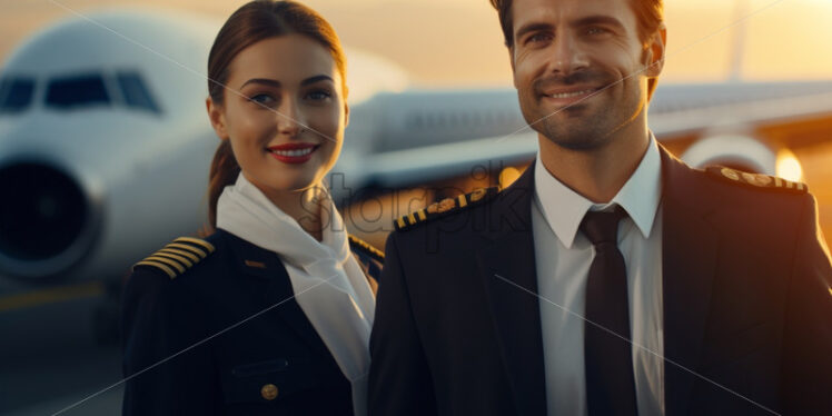 Pilot and stewardess on a plane - Starpik Stock