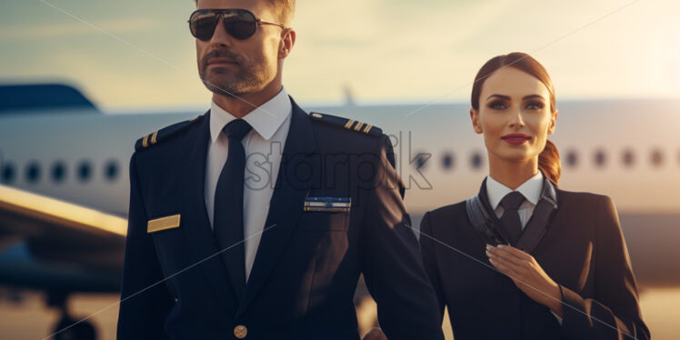 Pilot and stewardess on a plane - Starpik Stock