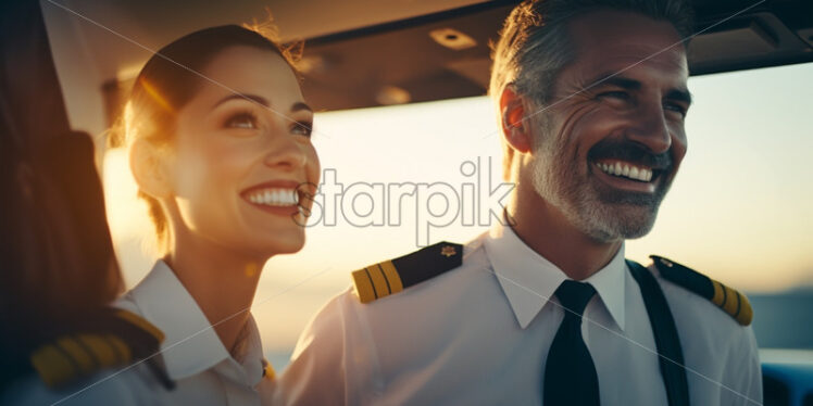 Pilot and stewardess on a plane - Starpik Stock