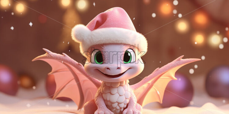 Pink funny dragon symbol of new year card background - Starpik Stock