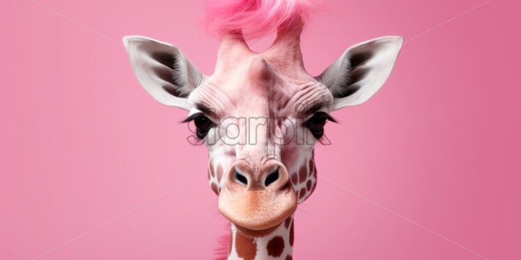 Pink giraffe on a pink background - Starpik Stock