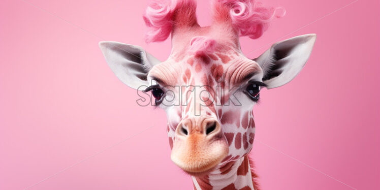 Pink giraffe on a pink background - Starpik Stock