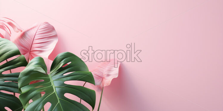 Pink monstera leaf background - Starpik Stock