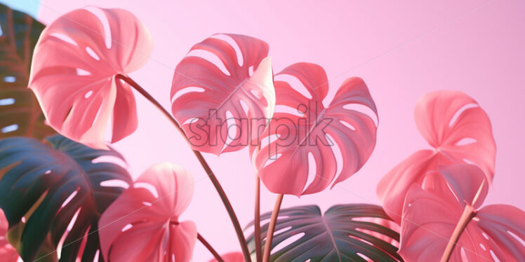 Pink monstera leaf background - Starpik Stock