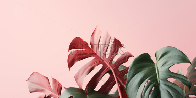 Pink monstera leaf background - Starpik Stock