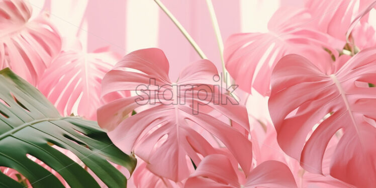 Pink monstera leaf background - Starpik Stock