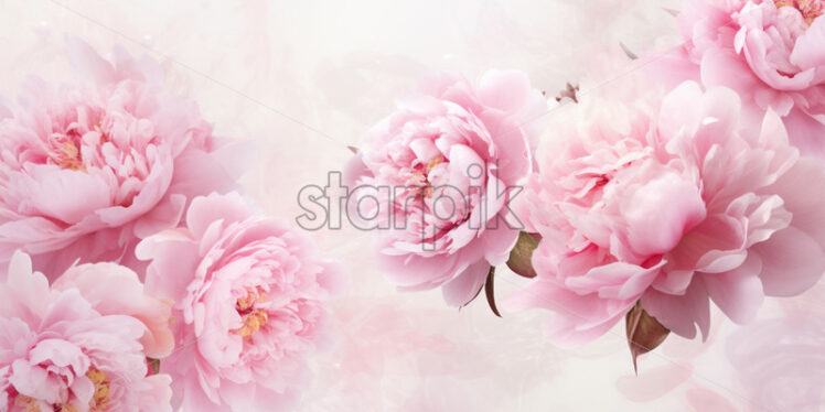 Pink peony card delicate floral bouquet - Starpik Stock