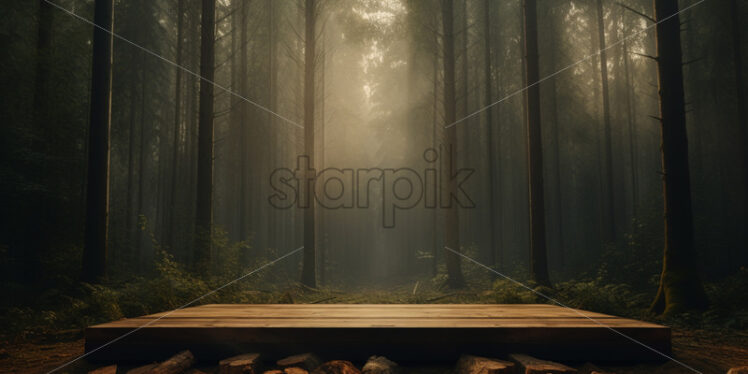 Planks arranged in a forest - Starpik Stock