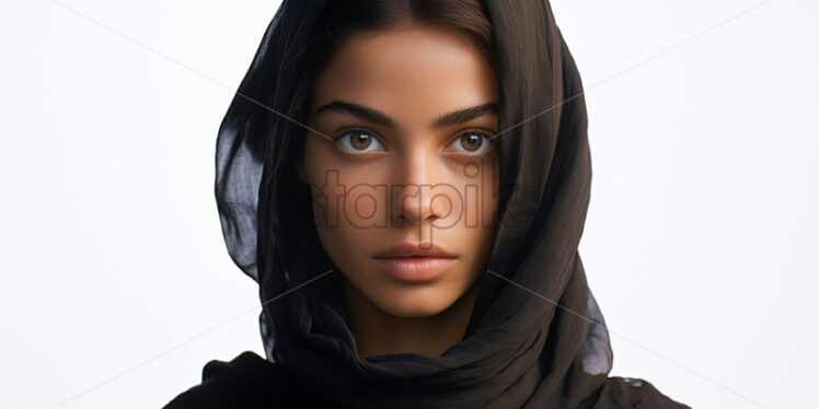 Portrait of a Middle Eastern woman on a white background - Starpik Stock