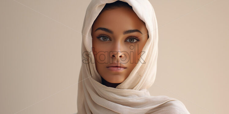 Portrait of a Middle Eastern woman on a white background - Starpik Stock