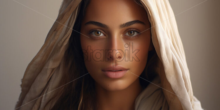 Portrait of a Middle Eastern woman on a white background - Starpik Stock