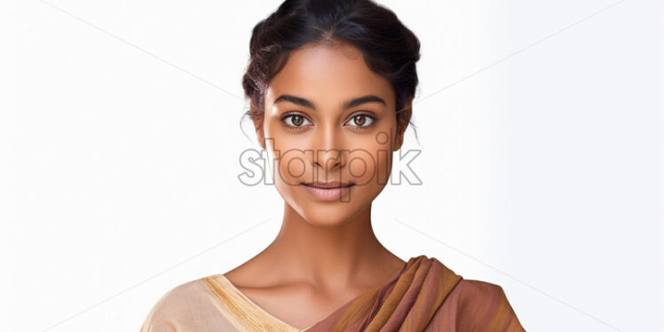 Portrait of a South Asian woman on a white background - Starpik Stock