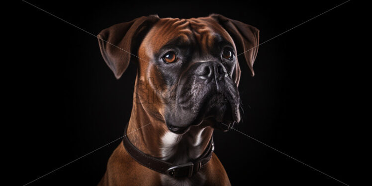 Portrait of a boxer dog on a black background - Starpik Stock