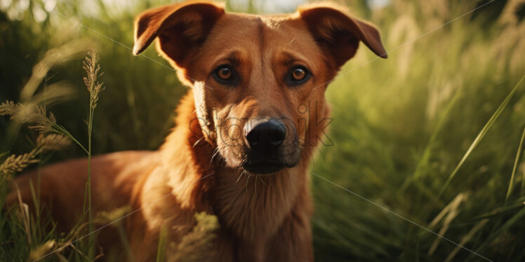 Portrait of a dog in the grass - Starpik Stock