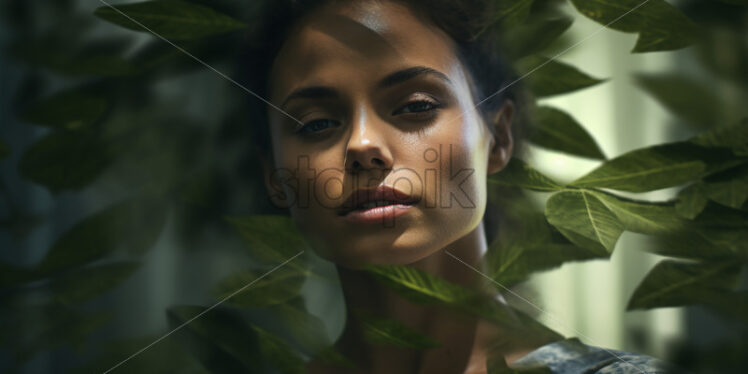 Portrait of a girl among the leaves - Starpik Stock