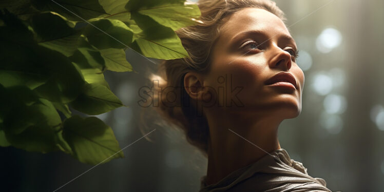 Portrait of a girl among the leaves - Starpik Stock