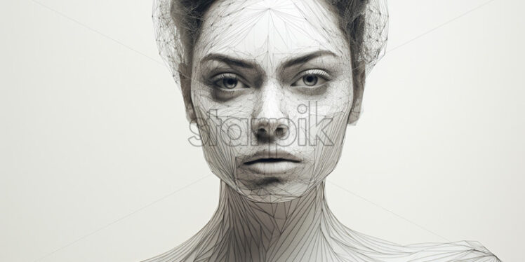Portrait of a girl created in pencil, with lines - Starpik Stock