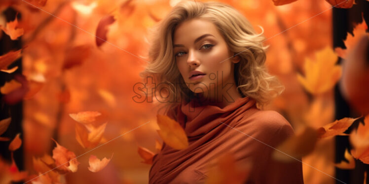 Portrait of a girl in autumn leaves - Starpik Stock