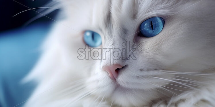 Portrait of a white cat with blue eyes - Starpik Stock