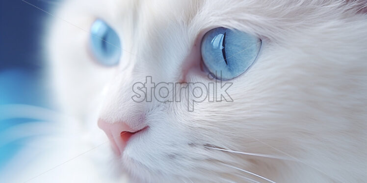 Portrait of a white cat with blue eyes - Starpik Stock