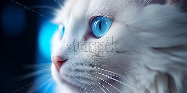 Portrait of a white cat with blue eyes - Starpik Stock