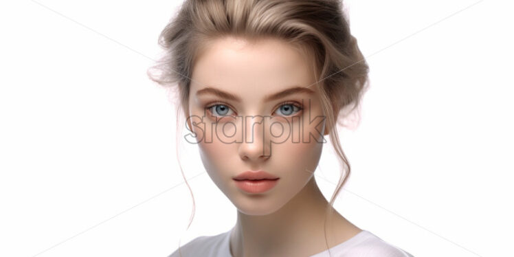 Portrait of a woman from Europe on a white background - Starpik Stock