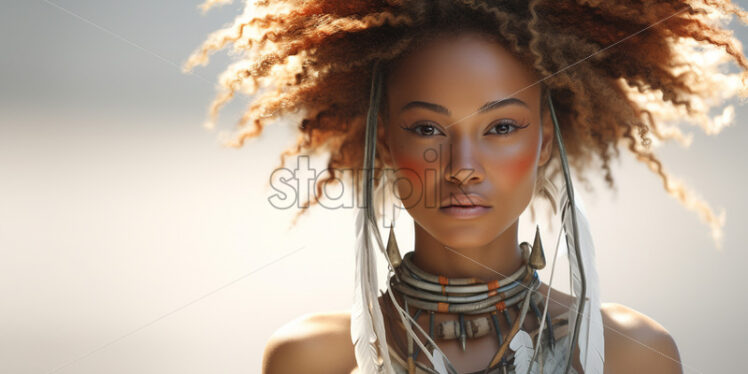 Portrait of a woman from Oceania on a white background - Starpik Stock