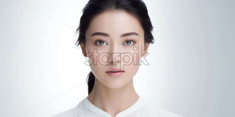 Portrait of an East Asian woman on a white background - Starpik Stock