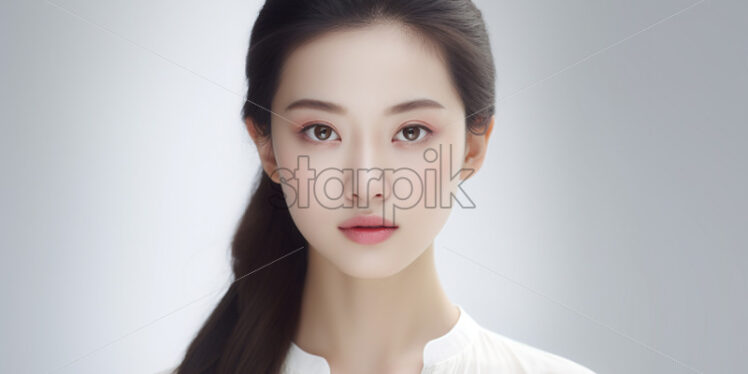 Portrait of an East Asian woman on a white background - Starpik Stock