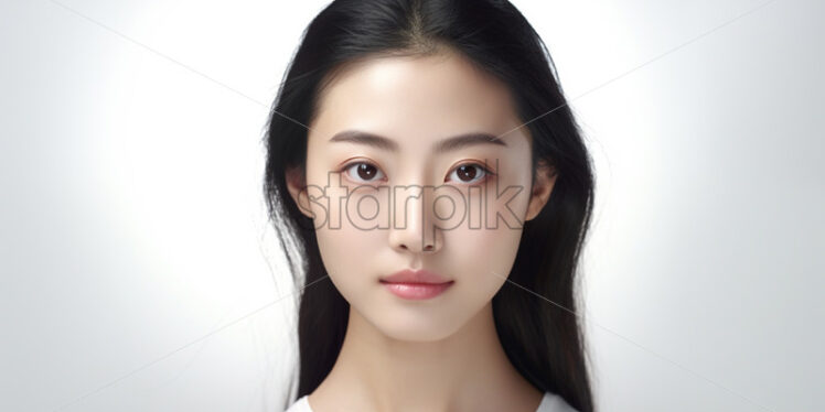 Portrait of an East Asian woman on a white background - Starpik Stock