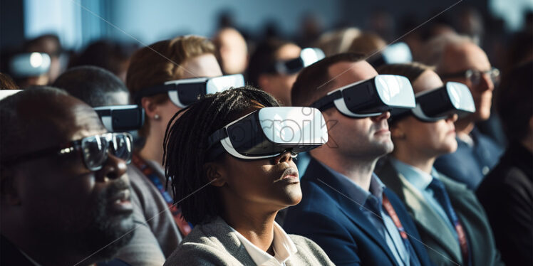 Premium stock photo – Group of people at a conference in VR glasses business theme, virtual reality - Starpik