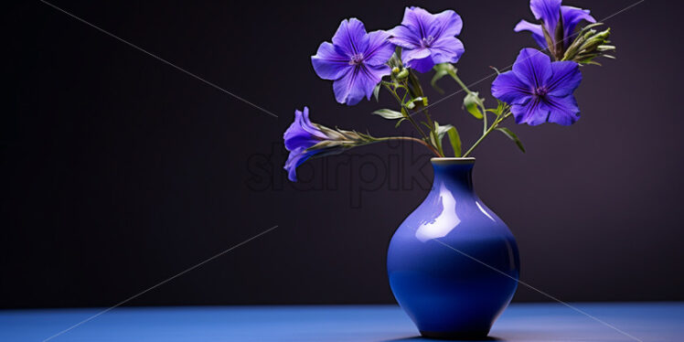 Purple flowers in a blue vase - Starpik Stock