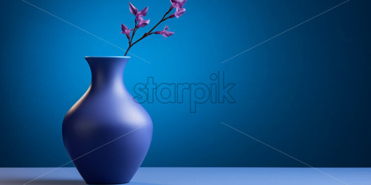 Purple flowers in a blue vase - Starpik Stock