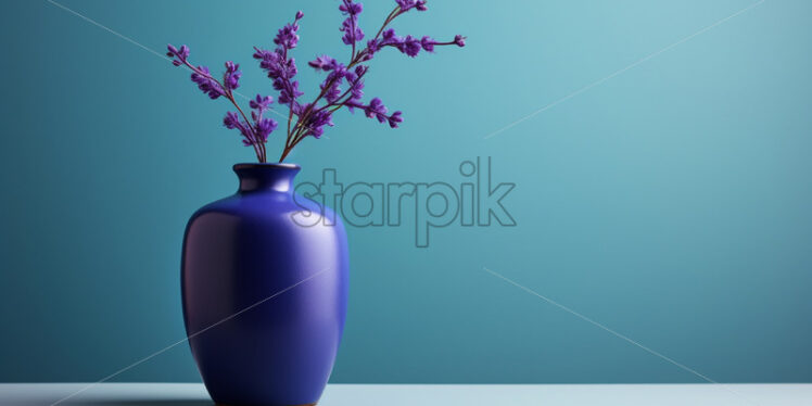 Purple flowers in a blue vase - Starpik Stock