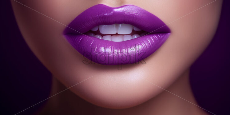 Purple lips on a model - Starpik Stock