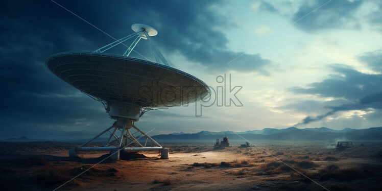 Radio telescopes on the background of the starry sky - Starpik Stock