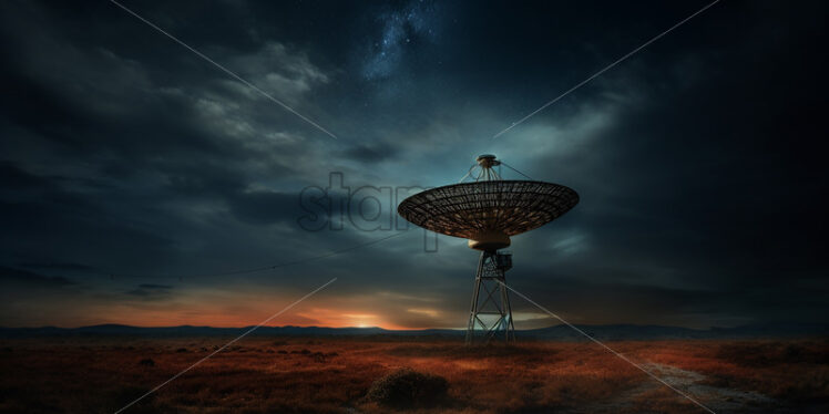 Radio telescopes on the background of the starry sky - Starpik Stock