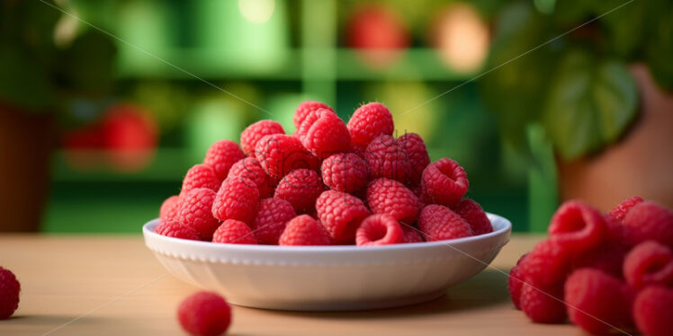 Raspberries on a ceramic plate - Starpik Stock